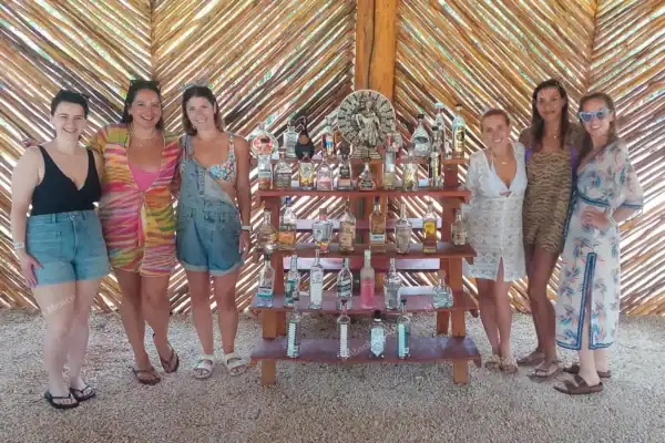 Playa del Carmen  tequila tasting stand with bottles