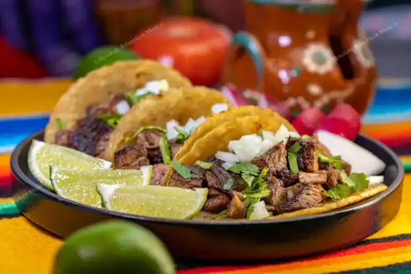 Tacos meal after  Tulum ruins and cenote tour