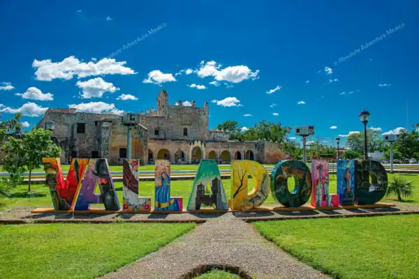 Valladolid letters  with convent in background