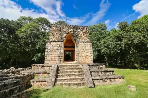 Mayan arch at  entrance to Ek Balam site