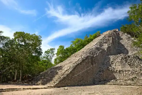Coba Nohoch Mul  pyramid climb during Tulum and Coba tour