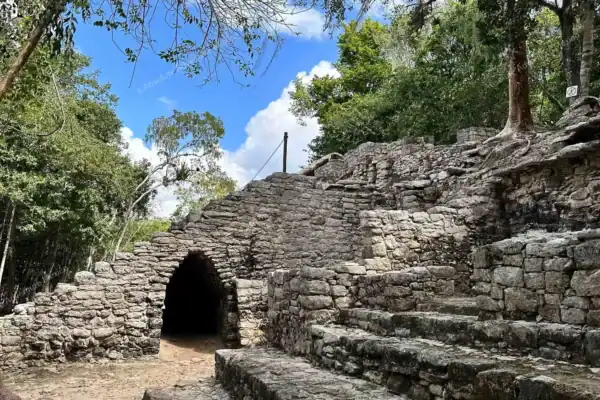 Coba tunnel and  Mayan arch