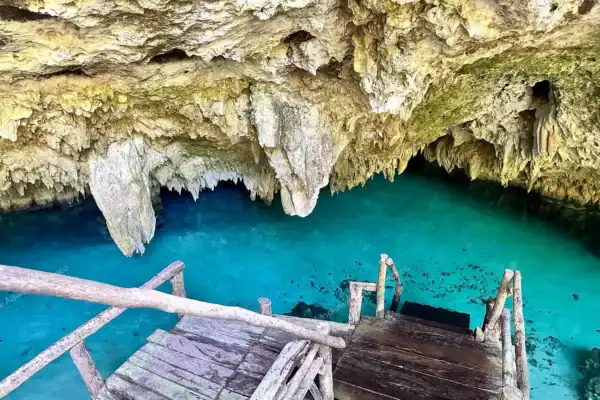 Platform for  snorkeling start at Cenote Pet Cemetery
