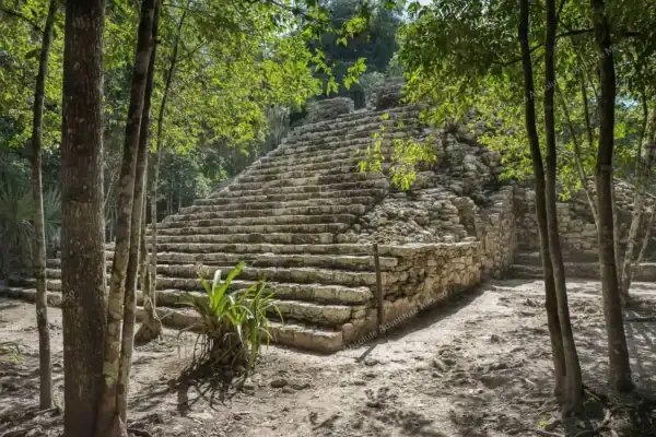 Structure with  stone stairs at Coba