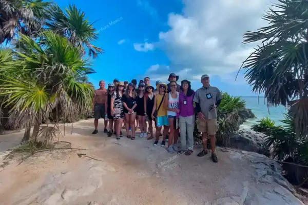 Private group with  guide at Tulum ruins