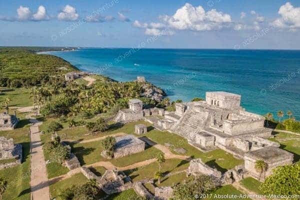 Tulum Ruins view from sky. Picture from Absolute Adventure Mexico