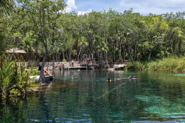 Swimming and  snorkeling at Cenote Corazón