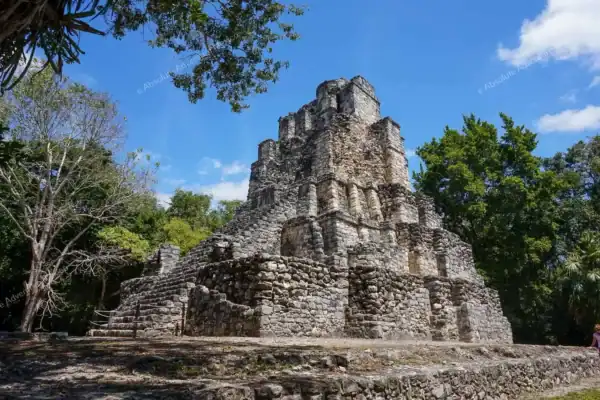 Muyil Mayan ruins  El Castillo pyramid front view