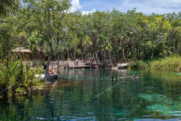 People snorkeling  at Cenote Corazón