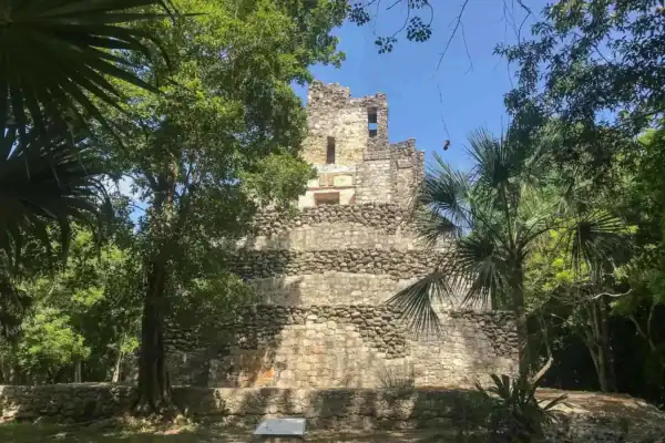 Back view of El  Castillo pyramid at Muyil