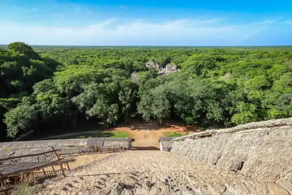 View from top of Ek  Balam Acropolis pyramid