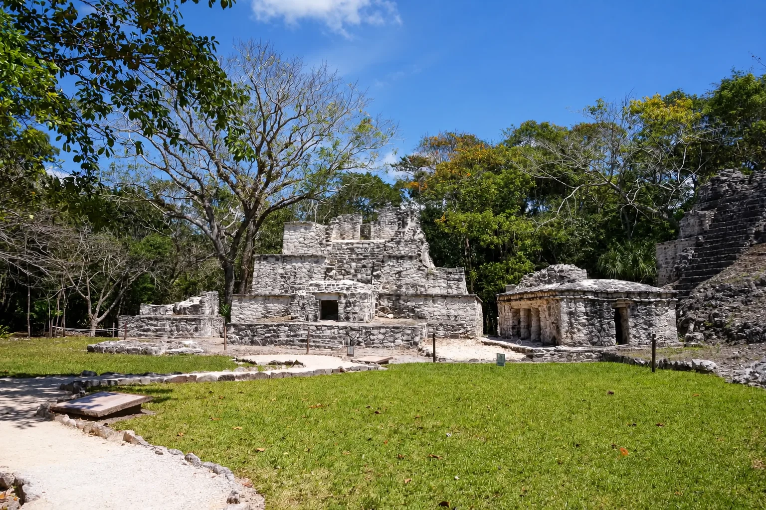 Mayan temple and surrounding forest at the Muyil archaeological site