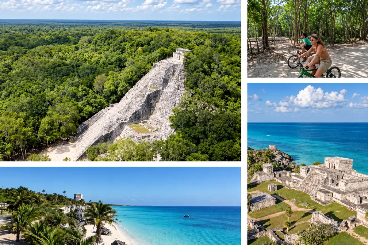 Maya ruins at Coba and Tulum — photo collage