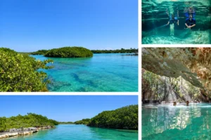 Yal Ku lagoon and cenote snorkeling — photo collage