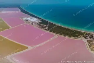 las coloradas pink lakes by drone