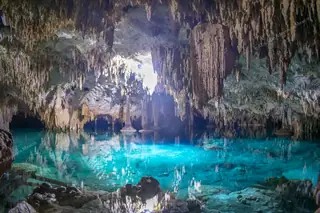 Pet Cemetery cave
  with stalactites and crystal water