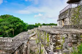 Temple side
  perspective at Ek Balam ruins