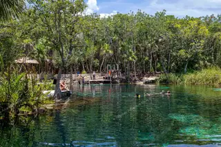 People snorkeling
at Cenote Corazón