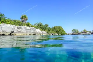 Crystal-clear water
at Akumal snorkeling lagoon