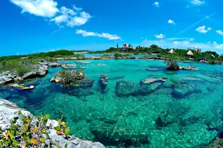 Akumal snorkeling
lagoon Yal Ku aerial view