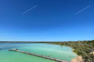 Sky view of pier at
  Kaan Luum Lagoon