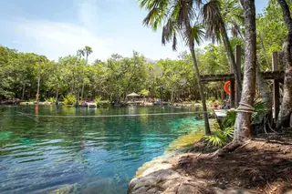Cenote Corazón with
  jump platform
