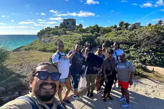 Selfie with private
  guide at Tulum ruins