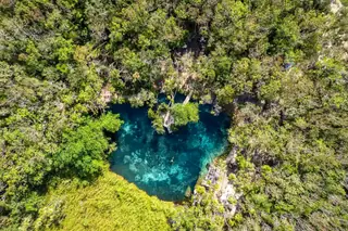 Aerial view of
  Cenote Corazon heart shape