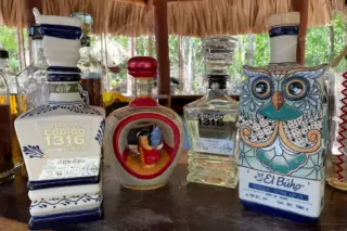 Artistic design of
  tequila bottles