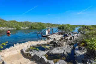 Platform to enter
  the water at Yal Ku lagoon