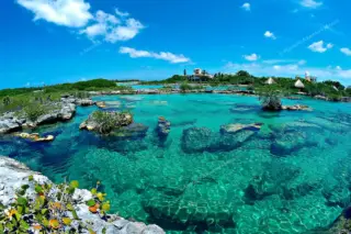 Akumal snorkeling
  lagoon Yal Ku aerial view