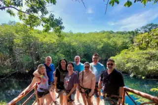 Cenote tours
  Riviera Maya group photo at Cenote Jaguar