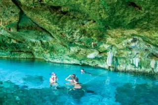 Snorkeling in cave
  cenote near Tulum